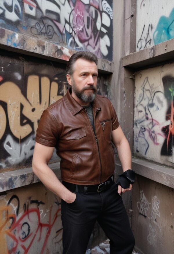 Cinnamon Brown Leather Shirt - Image 3