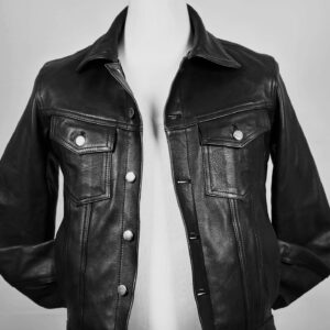 Black Leather Denim Jacket