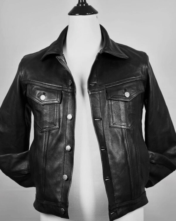 Black Leather Denim Jacket