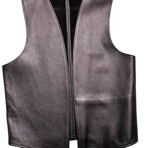 Men’s Black Premium Open-Front Leather Vest
