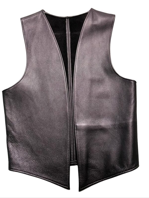 Men’s Black Premium Open-Front Leather Vest