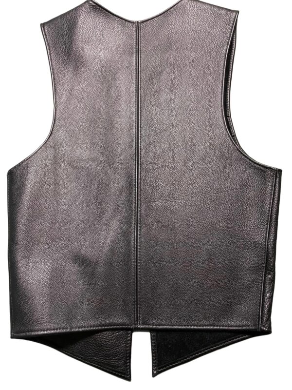 Men’s Black Premium Open-Front Leather Vest - Image 2